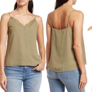 Women’s size large olive lace trimmed  cami NEW WITH TAGS